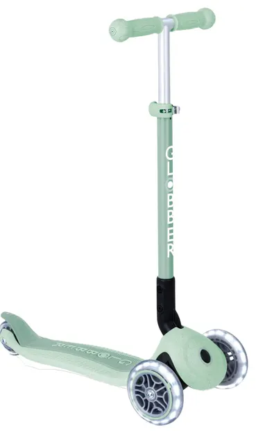 Trotinetă pliabilă ecologică pentru copii Globber - Primo Foldable Lights Ecological, culoarea pistaciului