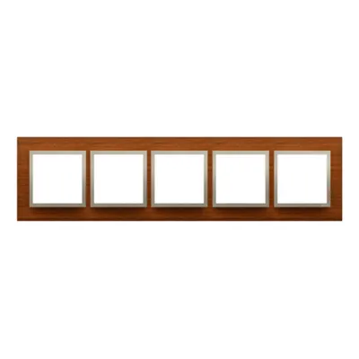 Rama cvintupla de lemn IP20/IP44(a se folosi cu DUN5 pentru IP44), nuc auriu