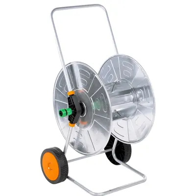 vidaXL Cărucior cu tambur pentru furtun 110 m 1/2" sau 80 m 3/4", oțel