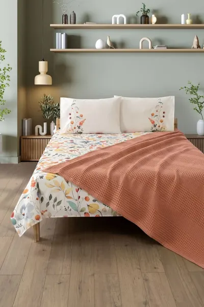 Set de pat cu cuvertură Rakla - Fayette, 4 piese, Apricot
