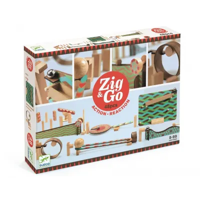 Zig & Go Djeco, set de constructie trasee, 48 piese