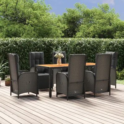 Gossi set mobilier de gradina cu perne, 7 piese, negru, poliratan