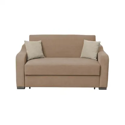 Canapea extensibila FRUNZA, 2 locuri, cu arcuri, lada depozitare, bej + crem, 165x110x90 cm