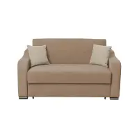 Canapea extensibila FRUNZA, 2 locuri, cu arcuri, lada depozitare, bej + crem, 165x110x90 cm