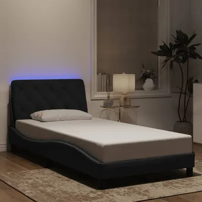 vidaXL Cadru de pat cu LED fără saltea, negru, 100x200 cm, catifea