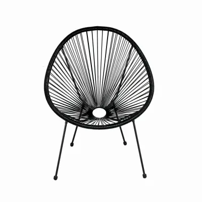 Scaun terasa MESTERINO JFC038 72x74x86 cm, structura din otel, sezut din ratan, culoare neagra