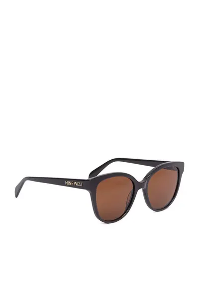 Ochelari de soare din material sintetic - rame in forma de fluture - protectie UV400 - cu etui inclus - Maro - Marime unica