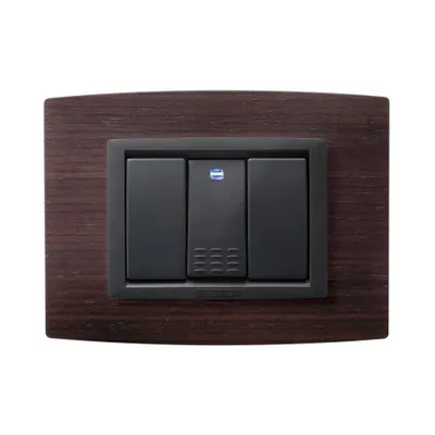 Placa Vitra lemn wenghe, 3 module, mod comanda gri