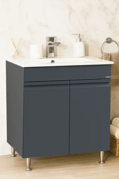 Set Baza front MDF si Lavoar seria 086, montat, 70 cm, antracit