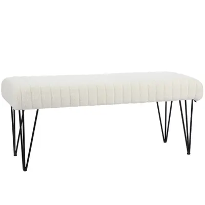 HOMCOM Bancă pentru Pat Modernă cu Picioare în Formă de Furcă, 118,5x46x49,5 cm, Alb Crem | Aosom Romania