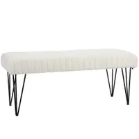 HOMCOM Bancă pentru Pat Modernă cu Picioare în Formă de Furcă, 118,5x46x49,5 cm, Alb Crem | Aosom Romania
