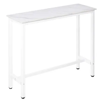 HOMCOM Masă de Bar Masă Înaltă cu Blat din Melamină Efect de Marmură și Picioare din Oțel Stil Modern pentru Bucătărie Cafenea Sufragerie 120x40x100 cm Alb | Aosom Romania