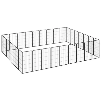 vidaXL Țarc câini 32 panouri negru 50x100 cm oțel vopsit electrostatic