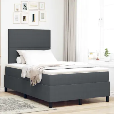 vidaXL Pat cu arc LED cu headboard Gri închis și alb 120 x 190 cm