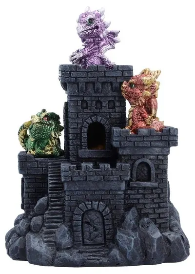 Set de figurine și afișaj Nemesis Now Adult: Fantasy - Dragonlings Keep (LED)
