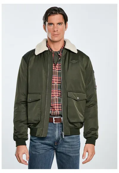 Geaca bomber cu guler din blana artificiala detasabil Getnew 303