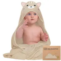 Prosop cu glugă KeaBabies - Fabricat din bambus organic, 89 x 89 cm, pisoi