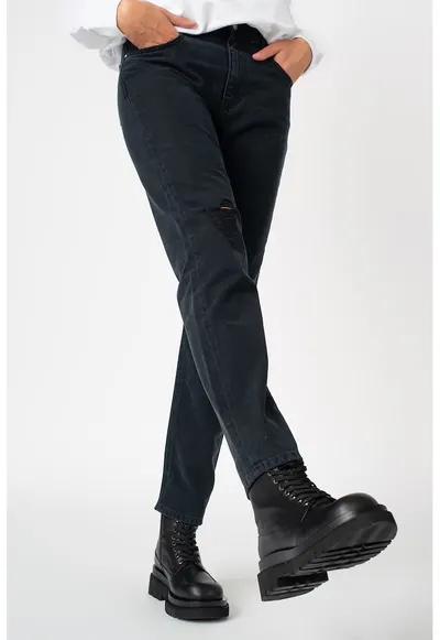 Blugi straight fit cu detalii cu aspect deteriorat Neekhol - Bleumarin