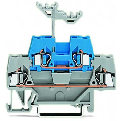 Double-deck terminal block; Through/through terminal block; for DIN-rail 35 x 15 and 35 x 7.5; 2.5 mm²; CAGE CLAMP®; 2,50 mm²; gray/blue