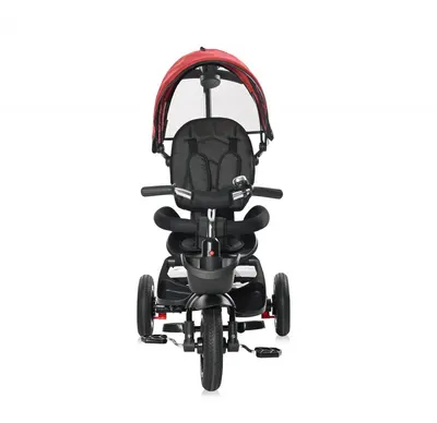 Tricicleta pentru copii Lorelli Zippy Air Ruby control parental 12-36 luni, cu scaun reversibil, rotire 360 grade, spatar reglabil pe multiple pozitii, roti din cauciuc cu camera si 2 tipuri de suport pentru picioare