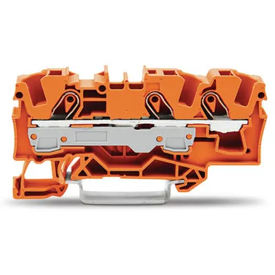 3-conductor through terminal block; 6 mm²; suitable for Ex e II applications; side and center marking; for DIN-rail 35 x 15 and 35 x 7.5; Push-in CAGE CLAMP®; 6,00 mm²; orange