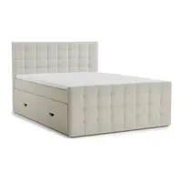 Pat boxspring crem cu spațiu de depozitare 200x200 cm Tasca – Maison de Rêve