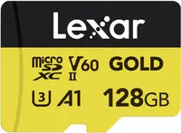 Card de memorie Lexar - GOLD, 128GB, microSDXC, UHS-II, C10, A1, V60, U3