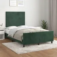Gossi cadru de pat fara saltea, verde inchis, 120x200 cm, catifea