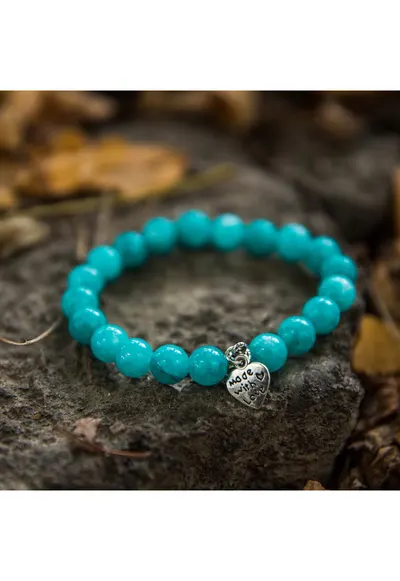 Bratara Kalida - pietre semipretioase Amazonit - accesorii Inima - margele 8mm