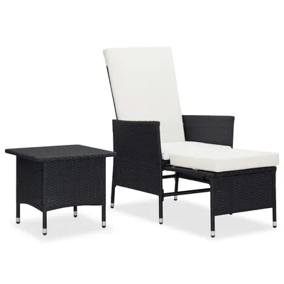 Gossi set mobilier de gradina cu perne, 2 piese, negru, poliratan