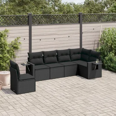 Gossi set mobilier de gradina cu perne, 6 piese, negru, poliratan