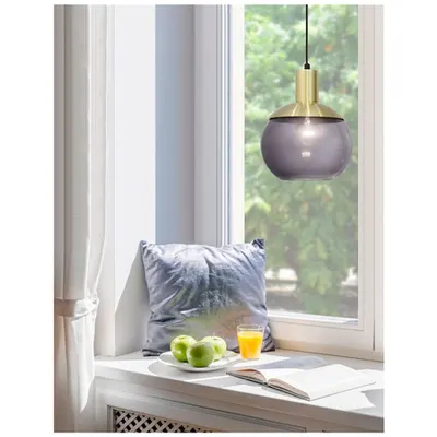 Lampa suspendata AUDREY Gray Sticla Brass Metal Negru PVC Wire E27 1x40 Wat 230 Volt IP20 Fara bec