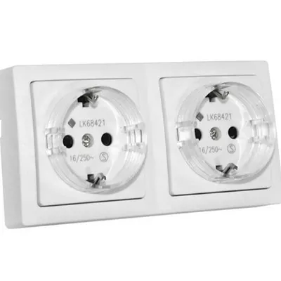 Aparataj PT IP20 priza dubla shuko 16A - alb Super Slim