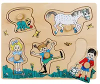 Puzzle din lemn cu mânere Pippi - Pippi și prietenii