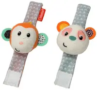 Set de brățări moi cu zornăitor - Maimuță și panda, 2 bucăți