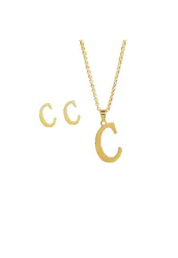 Set colier si cercei inox 4114C - Auriu - lungime 45 cm
