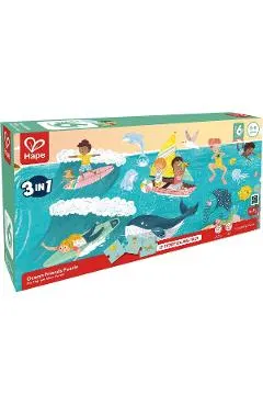 Puzzle 3 in 1. Prietenii oceanului + 12 piese storytelling