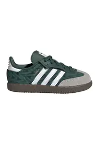 Pantofi sport Samba de piele si piele intoarsa - Alb/Verde inchis/Gri