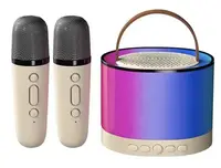 Boxa rotunda de karaoke portabila cu 2 microfoane wireless player muzical CH