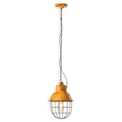 Sospensione Con Gabbia / Pendant Retro Industrial Finish Vig - Vintage Giallo C1770