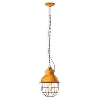 Sospensione Con Gabbia / Pendant Retro Industrial Finish Vig - Vintage Giallo C1770