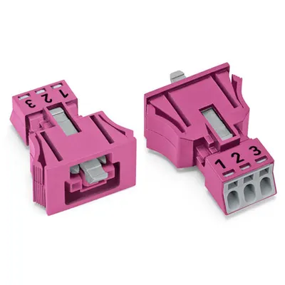 Snap-in socket; 3-pole; Cod. B; 1,50 mm²; pink
