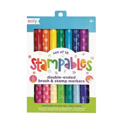 Carioci lavabile duble cu stampile Stampables- Set de 18
