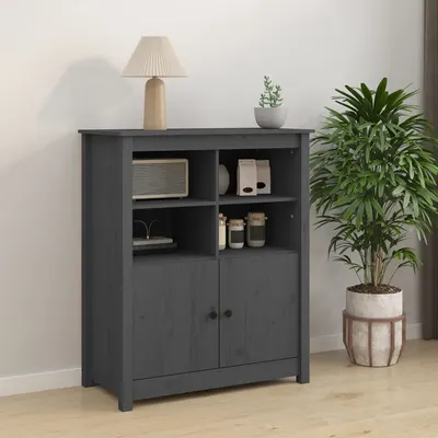 vidaXL Servantă, gri, 83x41,5x100 cm, lemn masiv de pin