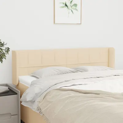 vidaXL Tăblie de pat cu aripioare crem 147x16x78/88 cm textil