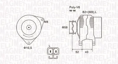 Alternator (14v, 120a) Hyundai Coupe, Santa Fe I, Sonata Iv, Trajet, Tucson; Kia Sportage 2.7 Dupa 2000