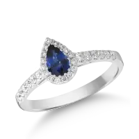 Inel din aur alb cu safir de 0.3ct si diamante de 0.25ct