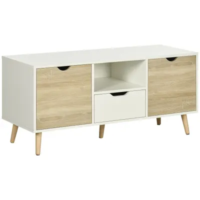 Comoda pentru TV de pana la 50 inch HOMCOM cu dulapuri si sertare, natural | Aosom Romania