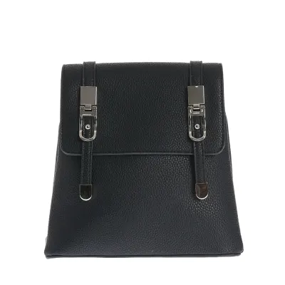 Rucsac modern negru cu inchidere dubla si design minimalist