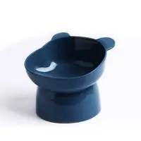 Bol din plastic, cu picior inalt, pentru pisici, albastru, cu urechi de urs, 12 x 11 xm